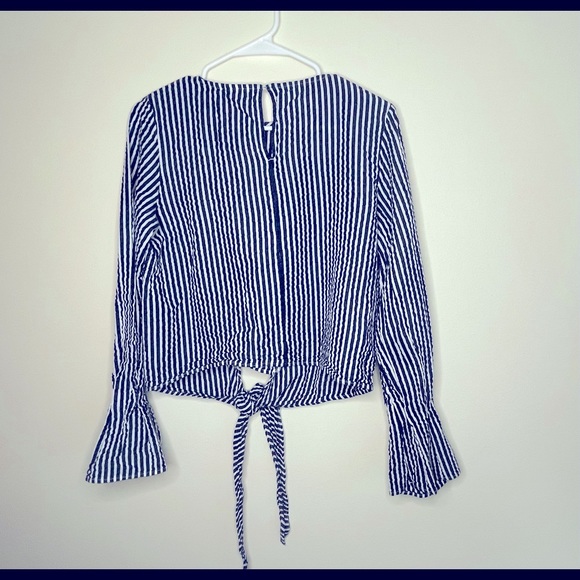 H&M Long sleeved Blue and White Striped shirt, Size 8 - Picture 2 of 4